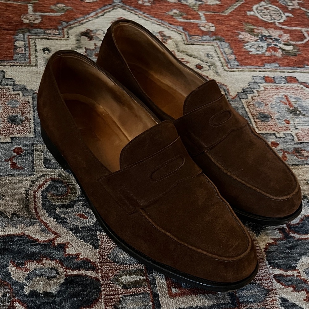John Lobb Lopez Dark Brown Suede Loafers